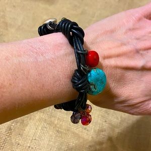 Leather and Turquoise Bracelet